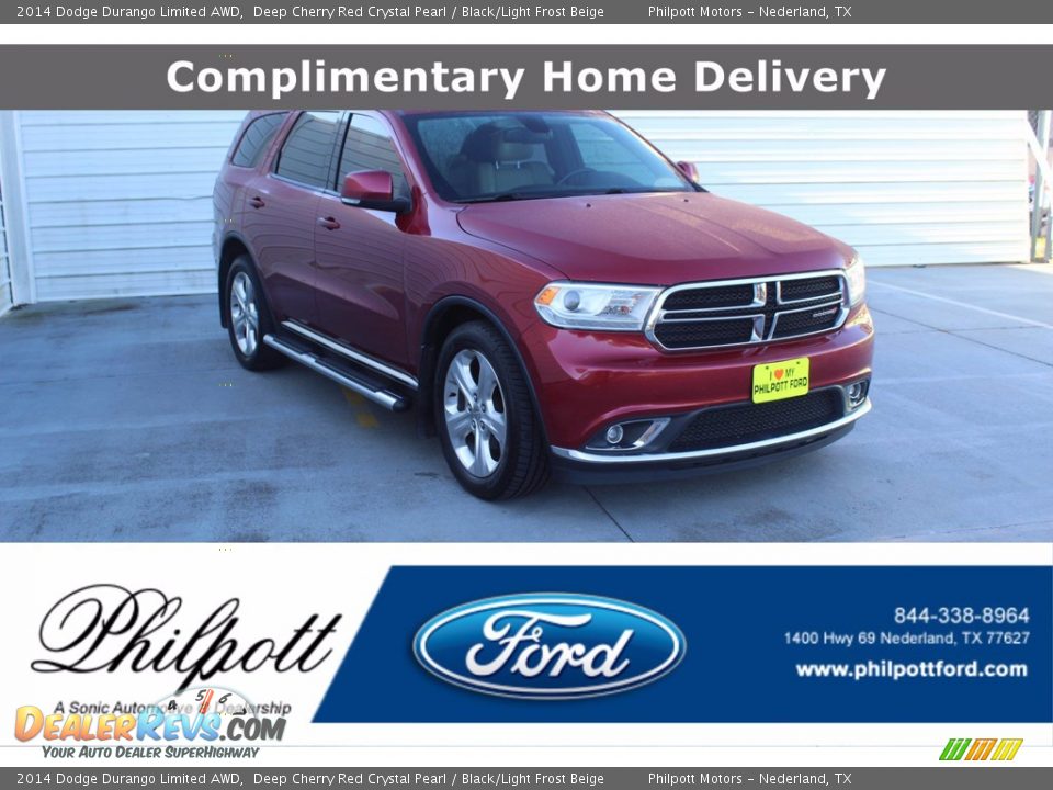 2014 Dodge Durango Limited AWD Deep Cherry Red Crystal Pearl / Black/Light Frost Beige Photo #1