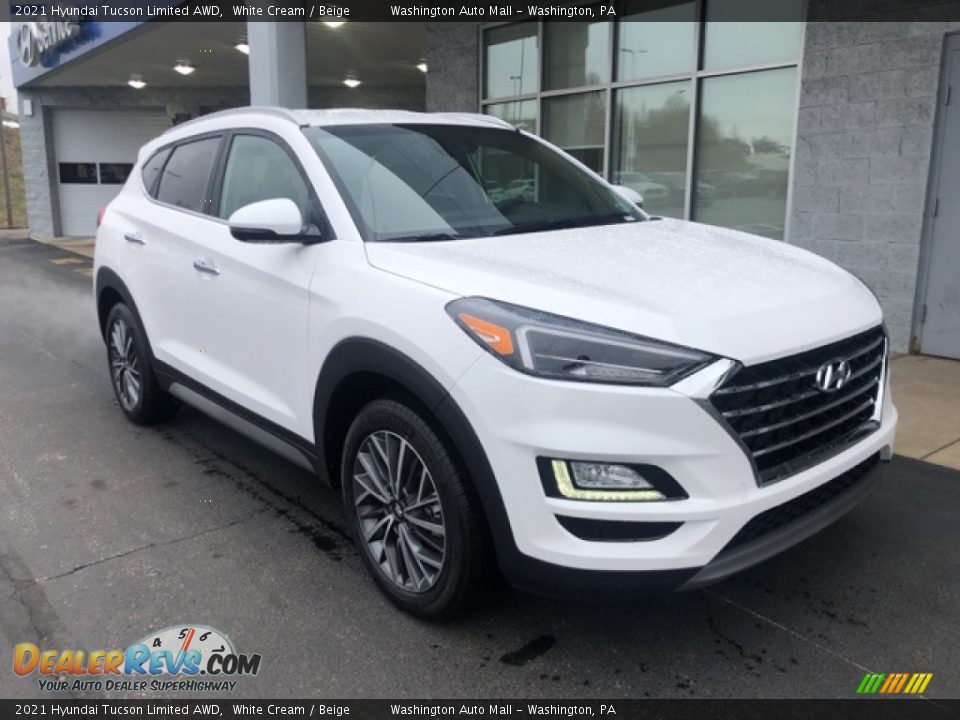 2021 Hyundai Tucson Limited AWD White Cream / Beige Photo #1