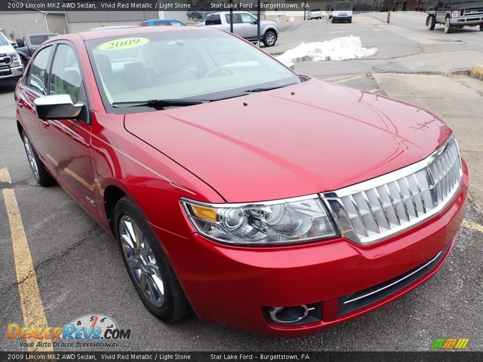 2009 Lincoln MKZ AWD Sedan Vivid Red Metallic / Light Stone Photo #4