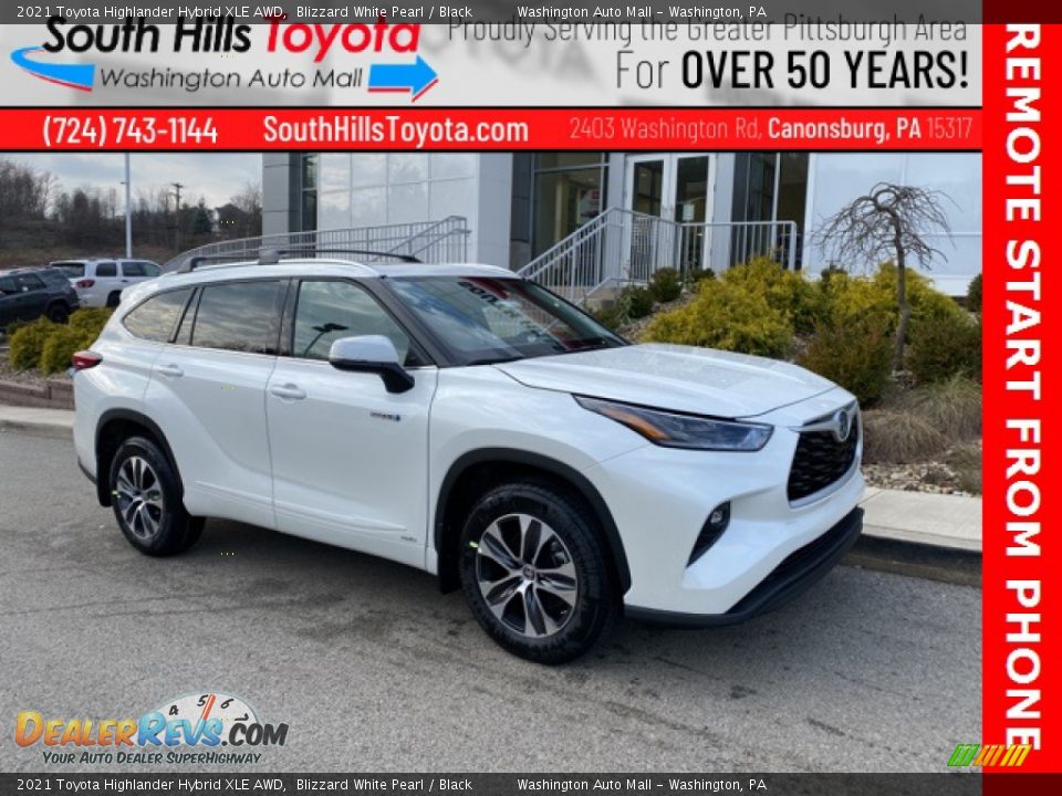 2021 Toyota Highlander Hybrid XLE AWD Blizzard White Pearl / Black Photo #1