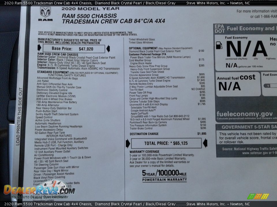 2020 Ram 5500 Tradesman Crew Cab 4x4 Chassis Diamond Black Crystal Pearl / Black/Diesel Gray Photo #25