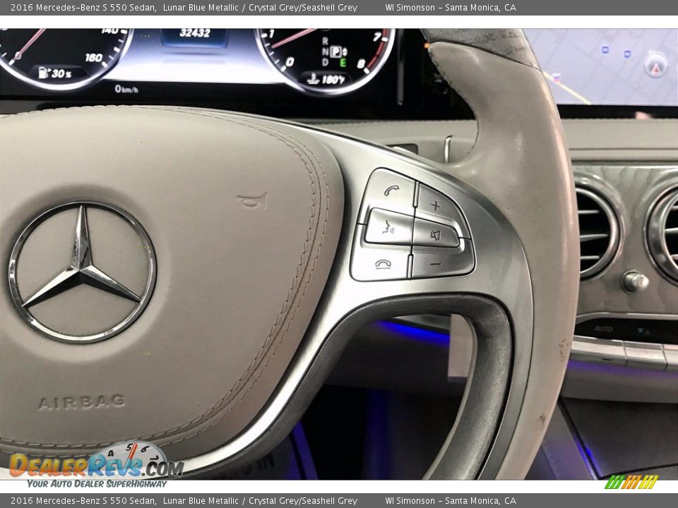 2016 Mercedes-Benz S 550 Sedan Lunar Blue Metallic / Crystal Grey/Seashell Grey Photo #22