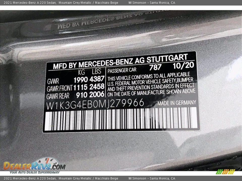 2021 Mercedes-Benz A 220 Sedan Mountain Grey Metallic / Macchiato Beige Photo #11