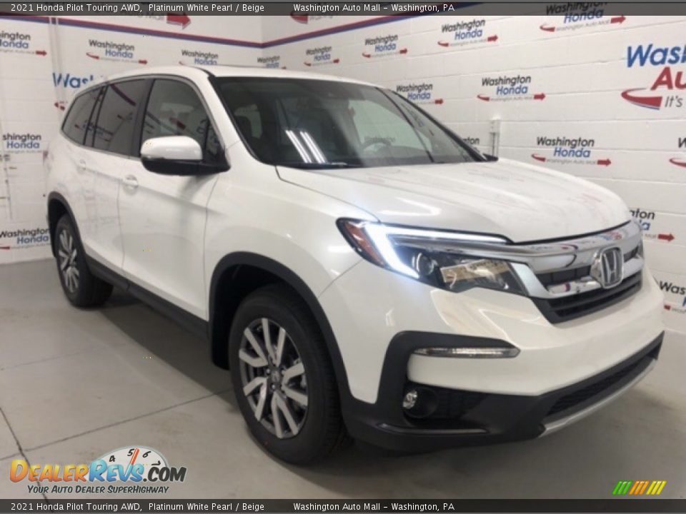 2021 Honda Pilot Touring AWD Platinum White Pearl / Beige Photo #2