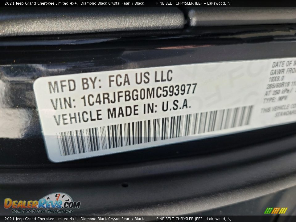 2021 Jeep Grand Cherokee Limited 4x4 Diamond Black Crystal Pearl / Black Photo #13