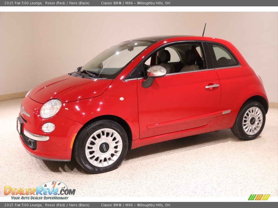 2015 Fiat 500 Lounge Rosso (Red) / Nero (Black) Photo #3