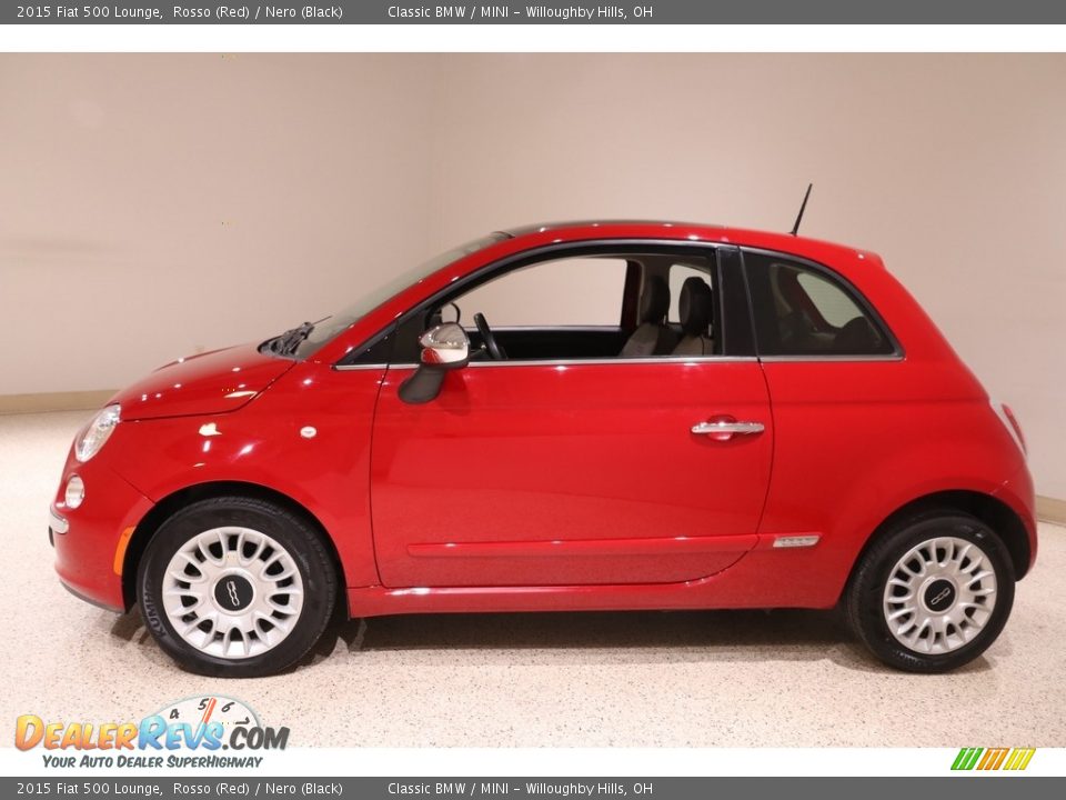 2015 Fiat 500 Lounge Rosso (Red) / Nero (Black) Photo #4