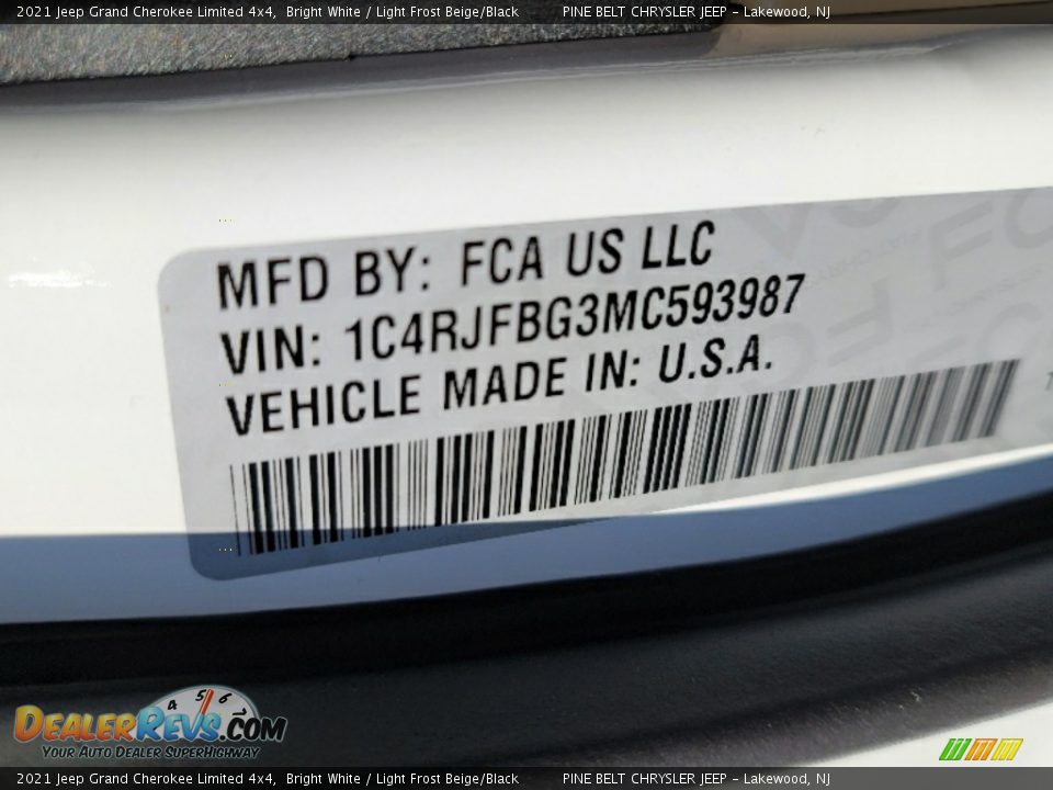 2021 Jeep Grand Cherokee Limited 4x4 Bright White / Light Frost Beige/Black Photo #13