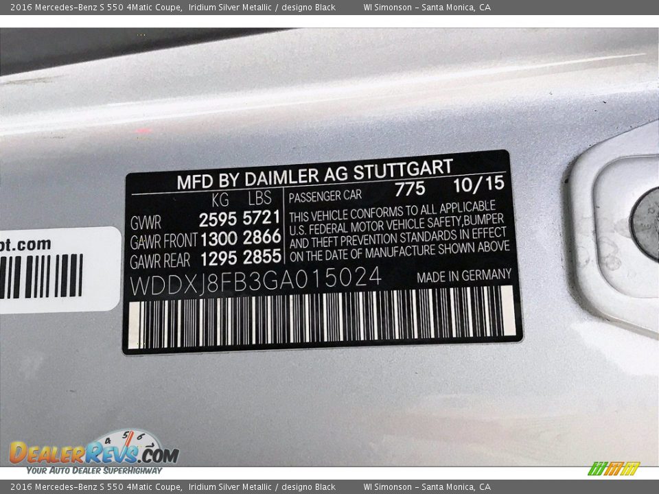 2016 Mercedes-Benz S 550 4Matic Coupe Iridium Silver Metallic / designo Black Photo #33