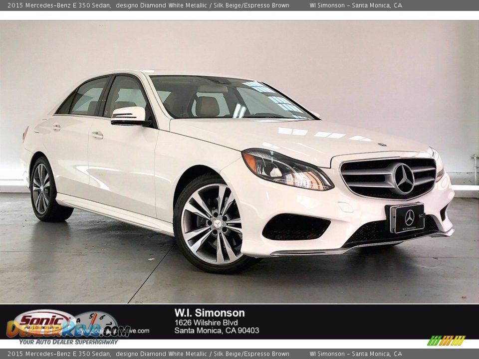 2015 Mercedes-Benz E 350 Sedan designo Diamond White Metallic / Silk Beige/Espresso Brown Photo #1