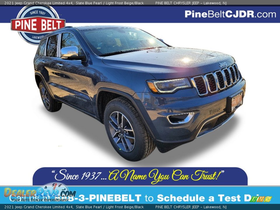 2021 Jeep Grand Cherokee Limited 4x4 Slate Blue Pearl / Light Frost Beige/Black Photo #1