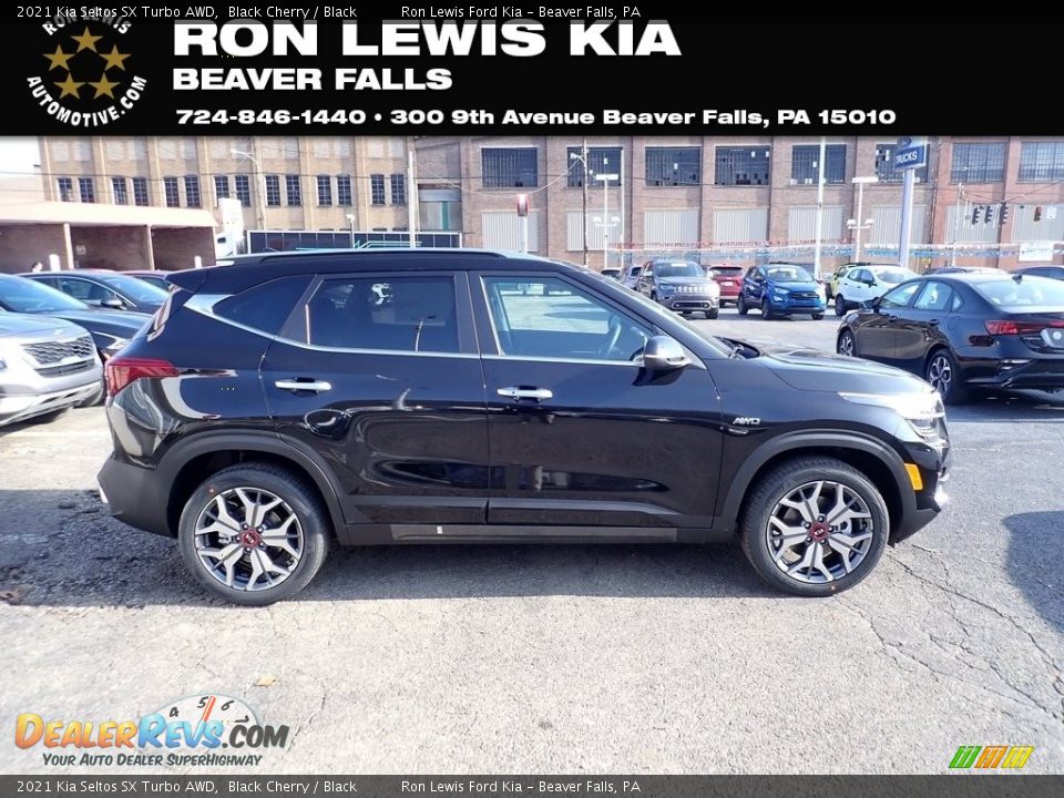 2021 Kia Seltos SX Turbo AWD Black Cherry / Black Photo #1