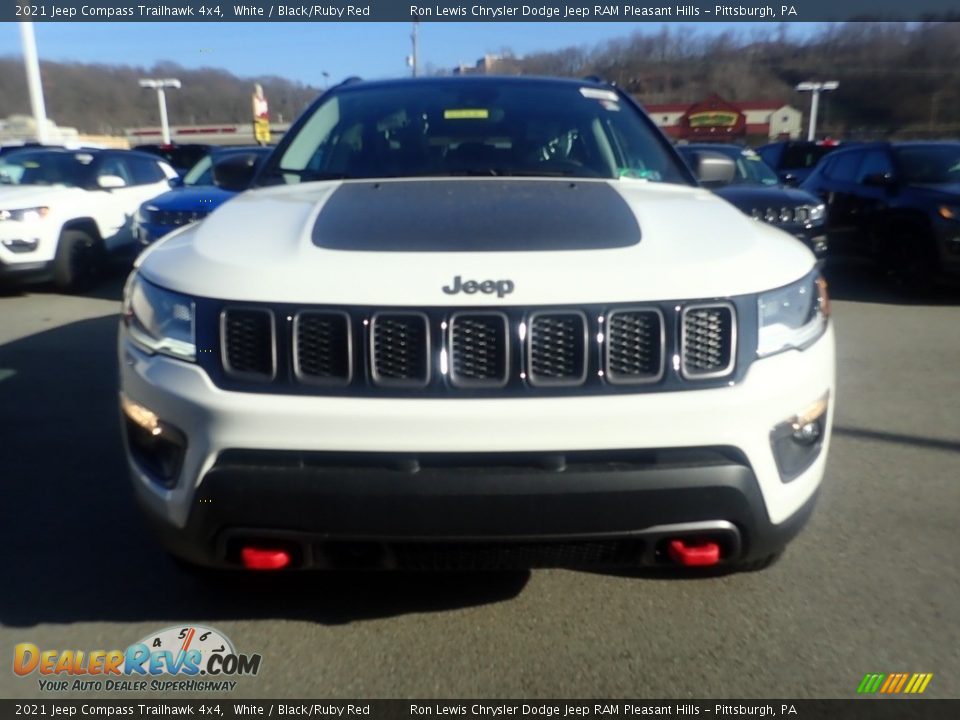 2021 Jeep Compass Trailhawk 4x4 White / Black/Ruby Red Photo #2