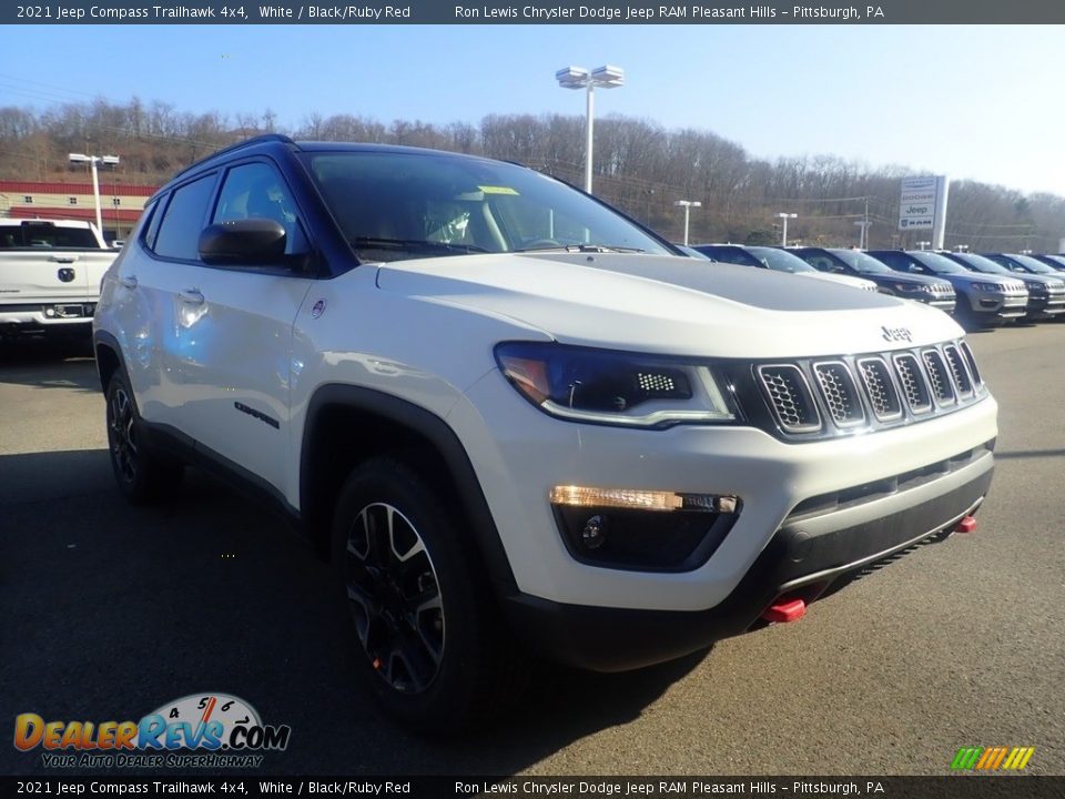 2021 Jeep Compass Trailhawk 4x4 White / Black/Ruby Red Photo #3
