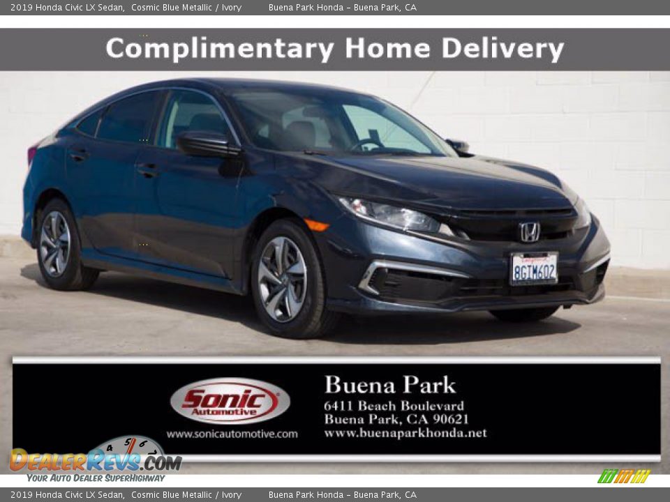 2019 Honda Civic LX Sedan Cosmic Blue Metallic / Ivory Photo #1