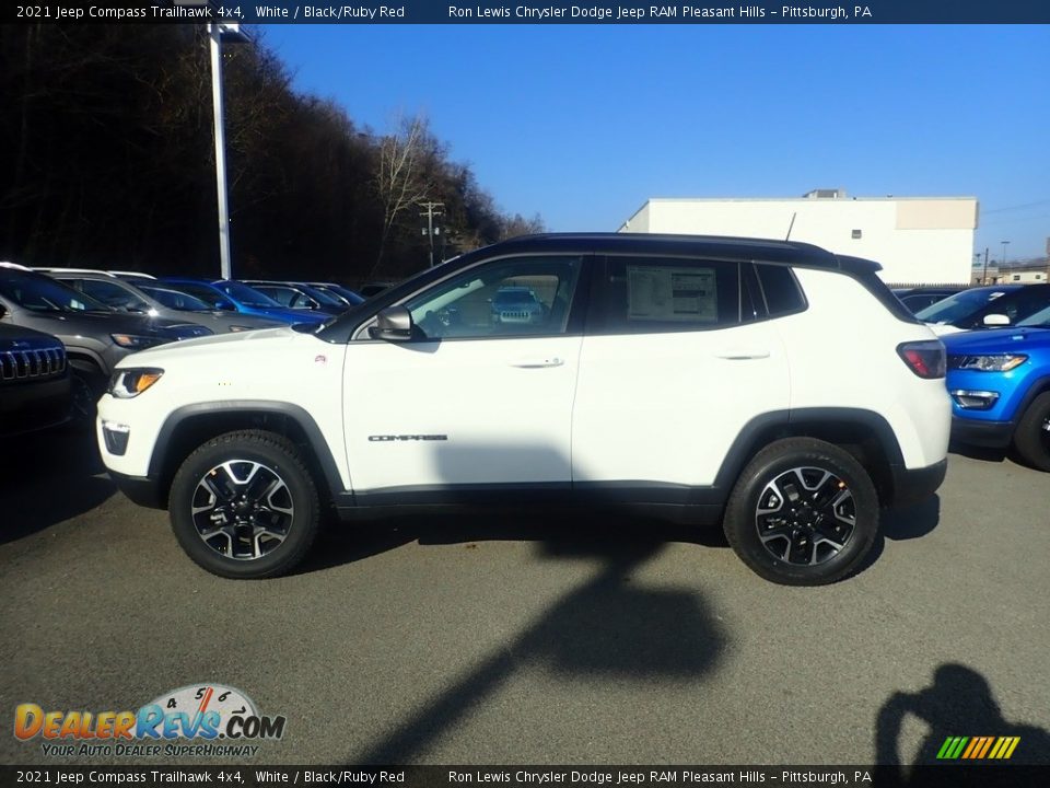 2021 Jeep Compass Trailhawk 4x4 White / Black/Ruby Red Photo #7