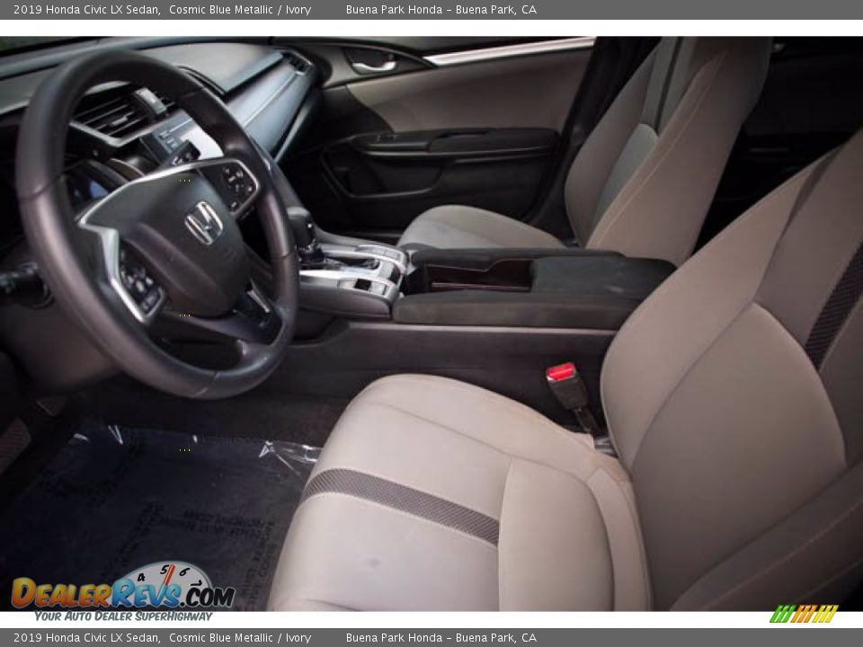 2019 Honda Civic LX Sedan Cosmic Blue Metallic / Ivory Photo #3