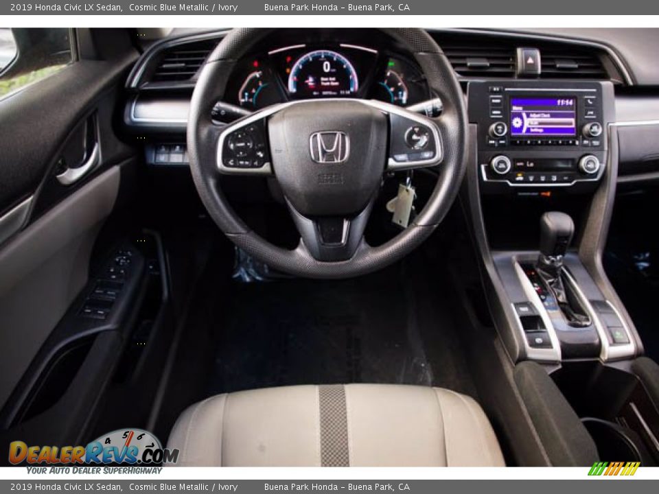 2019 Honda Civic LX Sedan Cosmic Blue Metallic / Ivory Photo #5