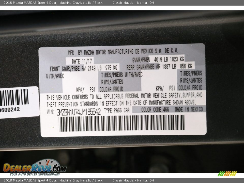 2018 Mazda MAZDA3 Sport 4 Door Machine Gray Metallic / Black Photo #19