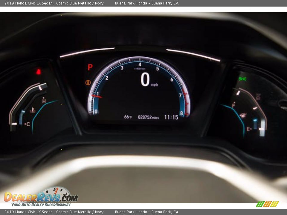 2019 Honda Civic LX Sedan Cosmic Blue Metallic / Ivory Photo #28