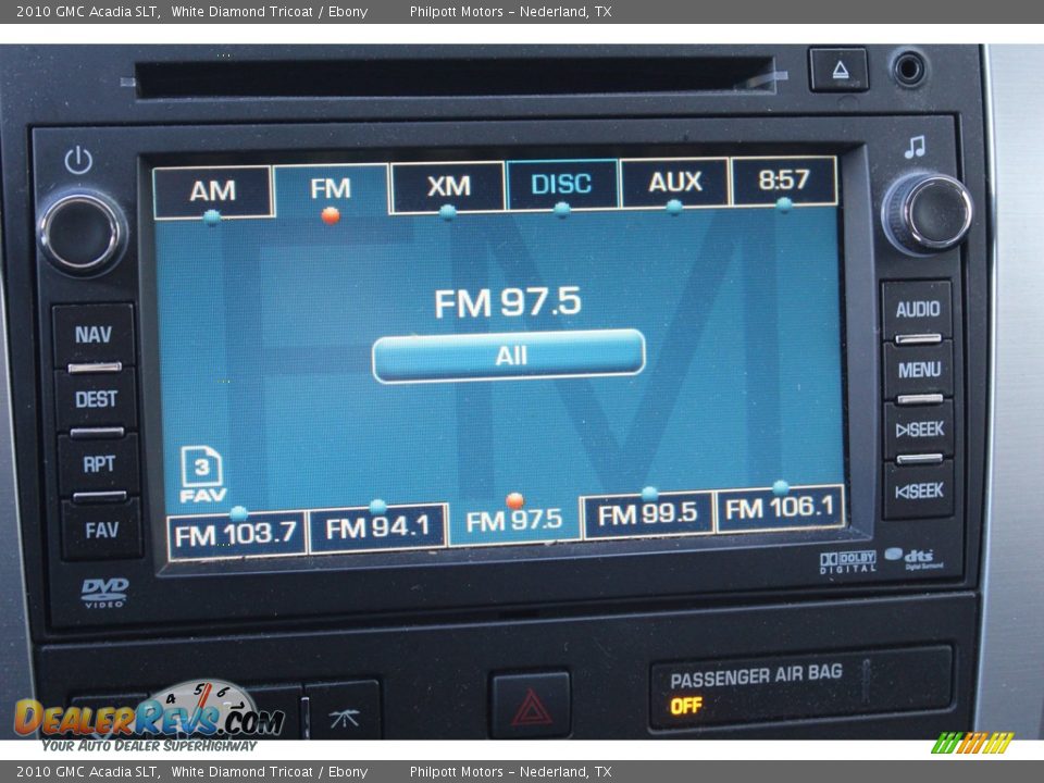 2010 GMC Acadia SLT White Diamond Tricoat / Ebony Photo #14