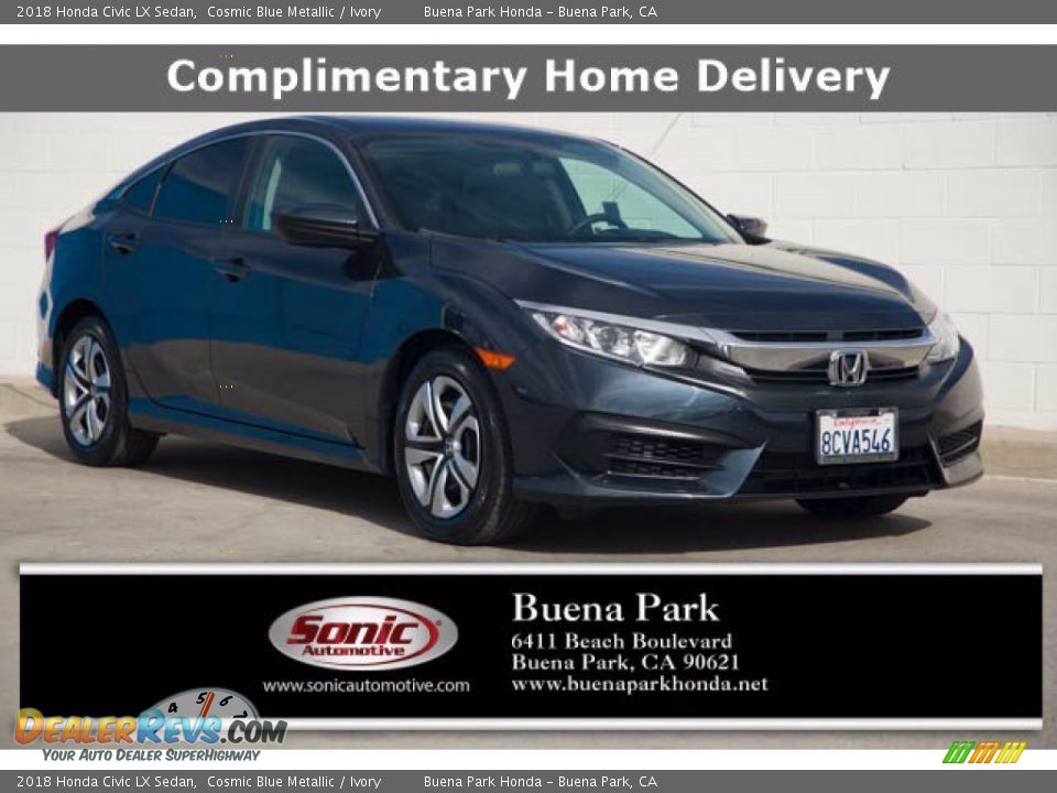 2018 Honda Civic LX Sedan Cosmic Blue Metallic / Ivory Photo #1