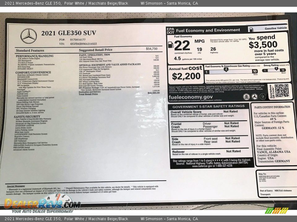 2021 Mercedes-Benz GLE 350 Polar White / Macchiato Beige/Black Photo #10