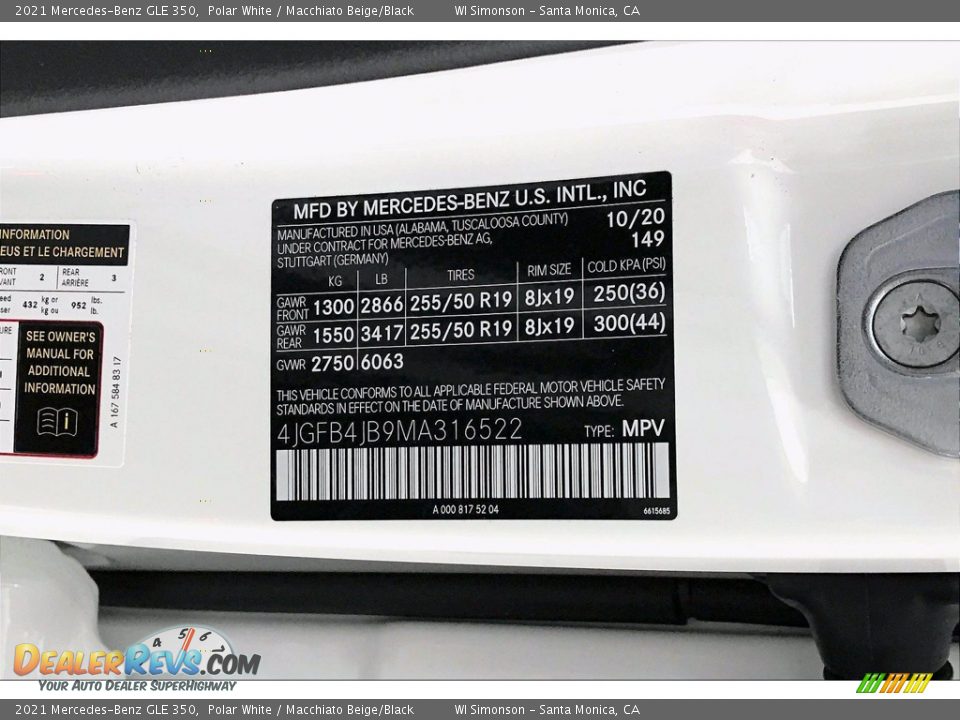 2021 Mercedes-Benz GLE 350 Polar White / Macchiato Beige/Black Photo #11