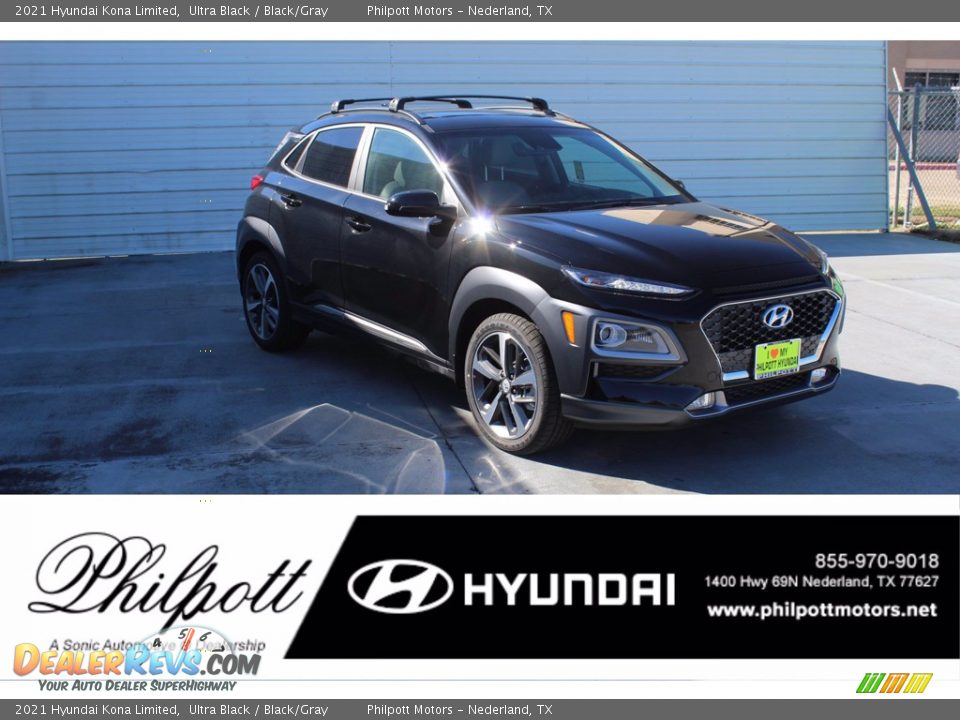 2021 Hyundai Kona Limited Ultra Black / Black/Gray Photo #1