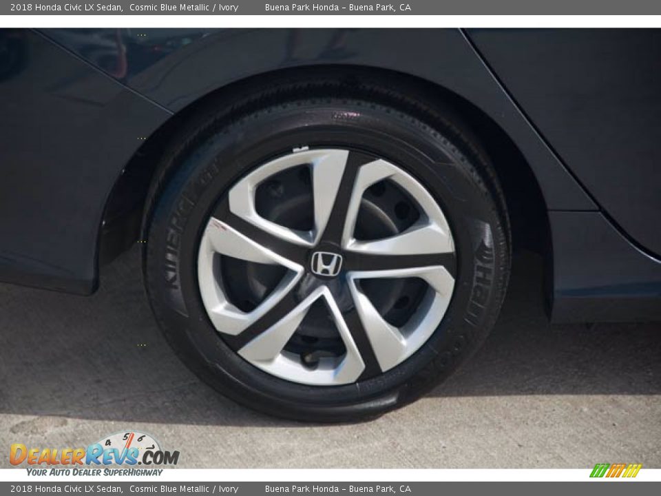 2018 Honda Civic LX Sedan Cosmic Blue Metallic / Ivory Photo #35