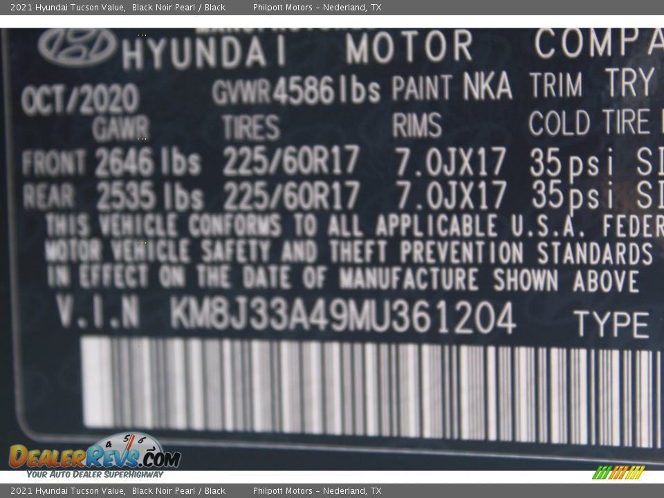 2021 Hyundai Tucson Value Black Noir Pearl / Black Photo #24