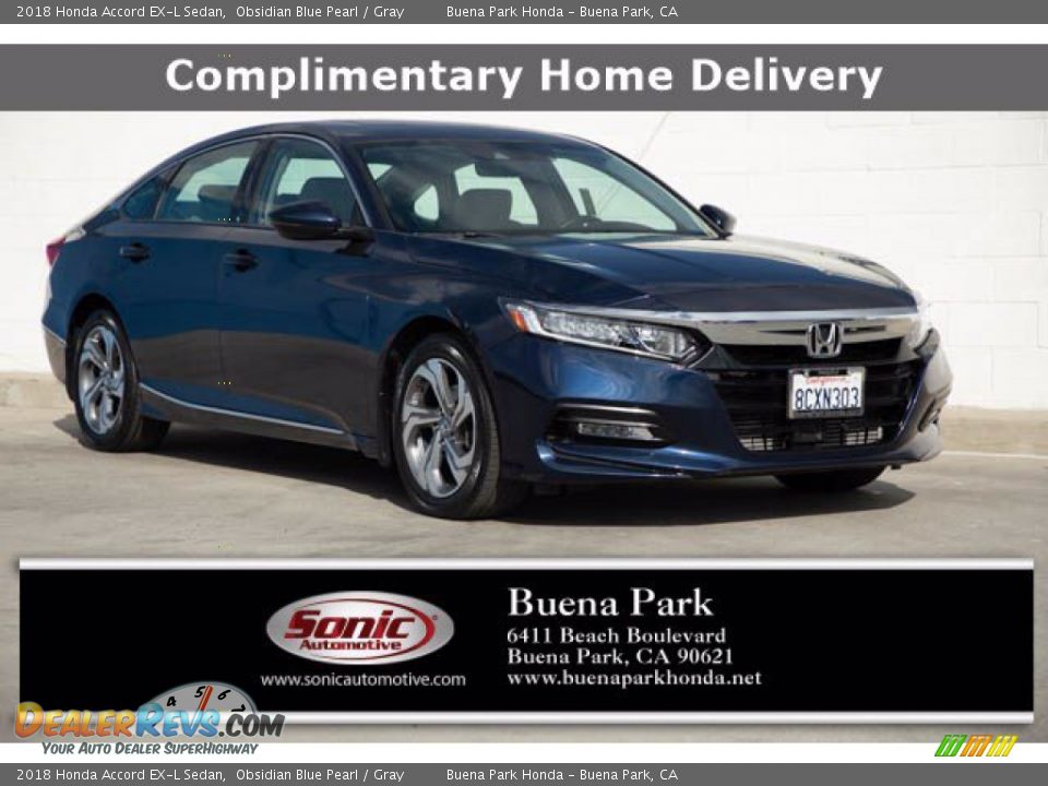 2018 Honda Accord EX-L Sedan Obsidian Blue Pearl / Gray Photo #1