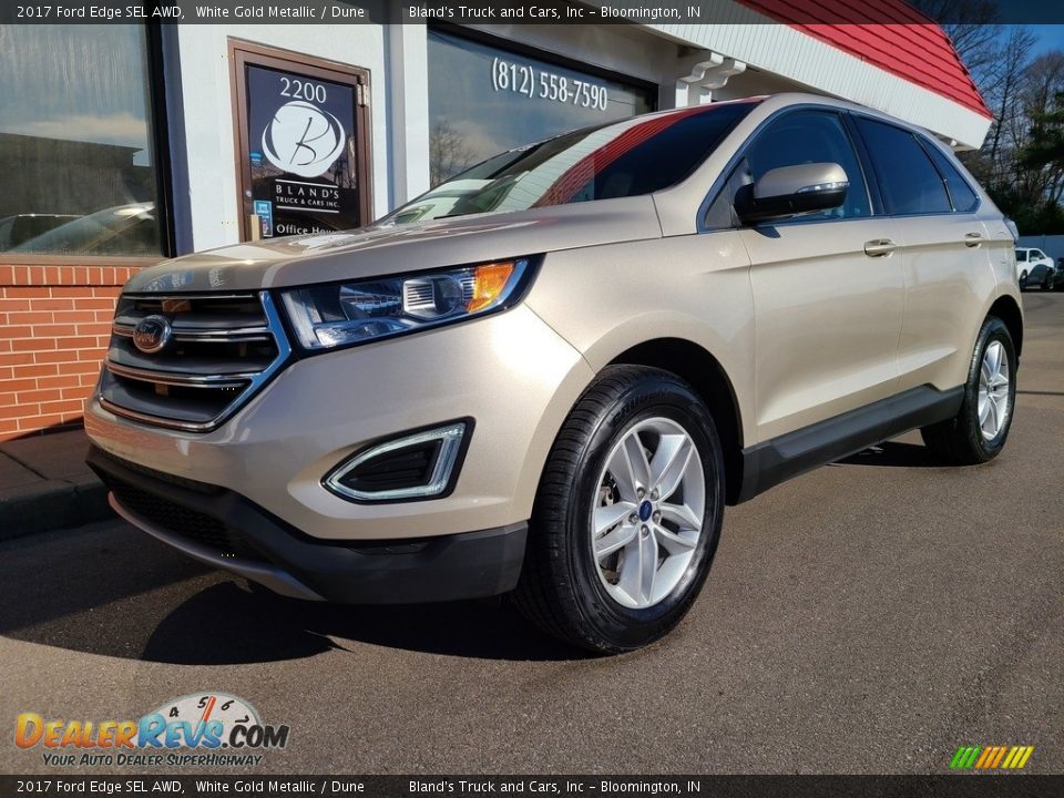 2017 Ford Edge SEL AWD White Gold Metallic / Dune Photo #2