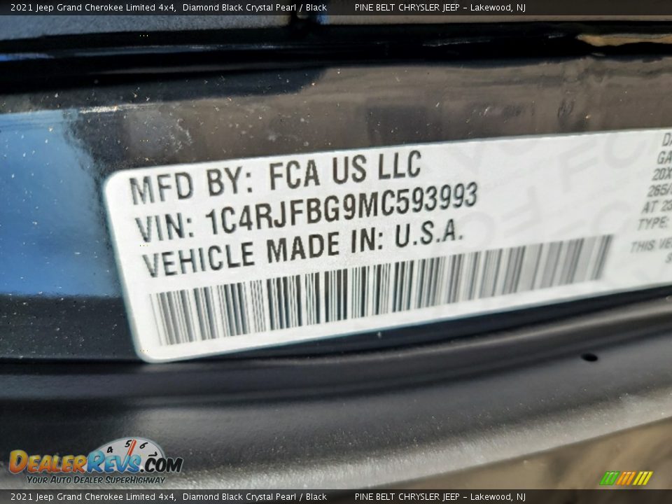 2021 Jeep Grand Cherokee Limited 4x4 Diamond Black Crystal Pearl / Black Photo #13