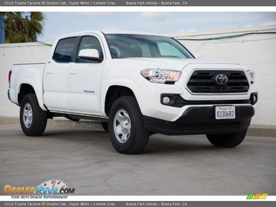 2019 Toyota Tacoma SR Double Cab Super White / Cement Gray Photo #1