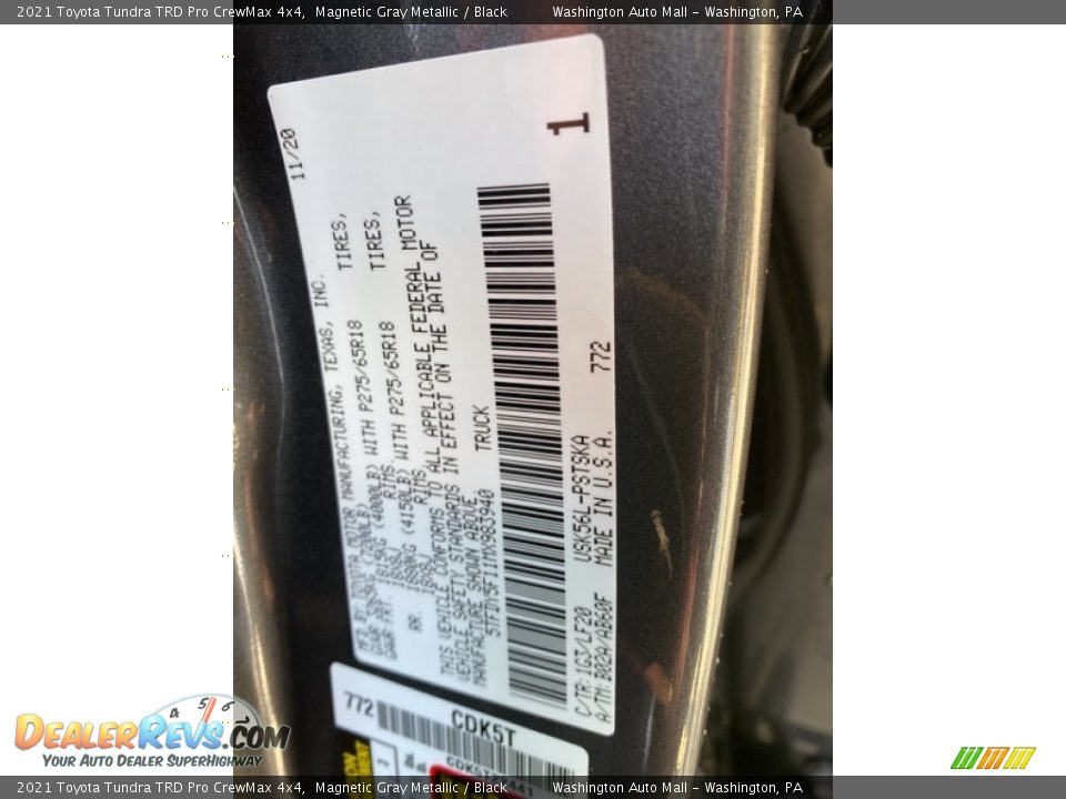 2021 Toyota Tundra TRD Pro CrewMax 4x4 Magnetic Gray Metallic / Black Photo #34