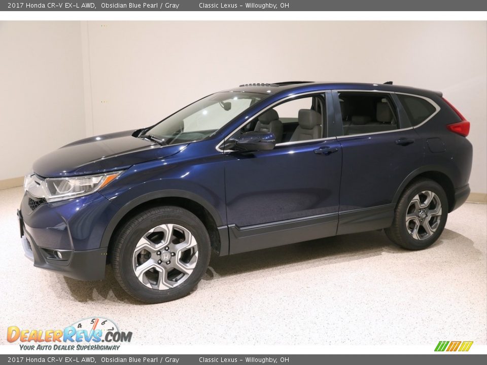 2017 Honda CR-V EX-L AWD Obsidian Blue Pearl / Gray Photo #3