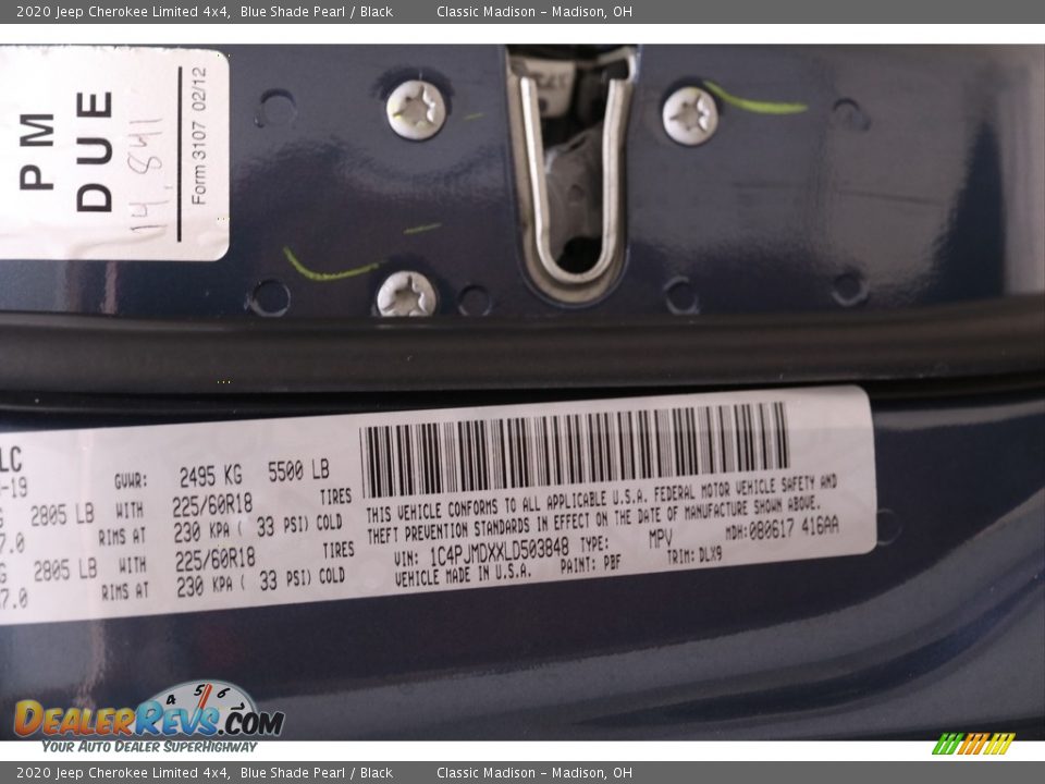 2020 Jeep Cherokee Limited 4x4 Blue Shade Pearl / Black Photo #26
