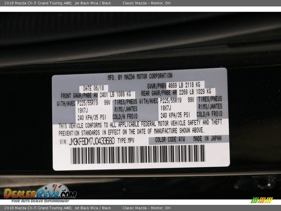 2018 Mazda CX-5 Grand Touring AWD Jet Black Mica / Black Photo #21