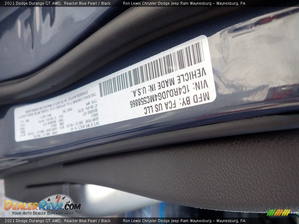 2021 Dodge Durango GT AWD Reactor Blue Pearl / Black Photo #15