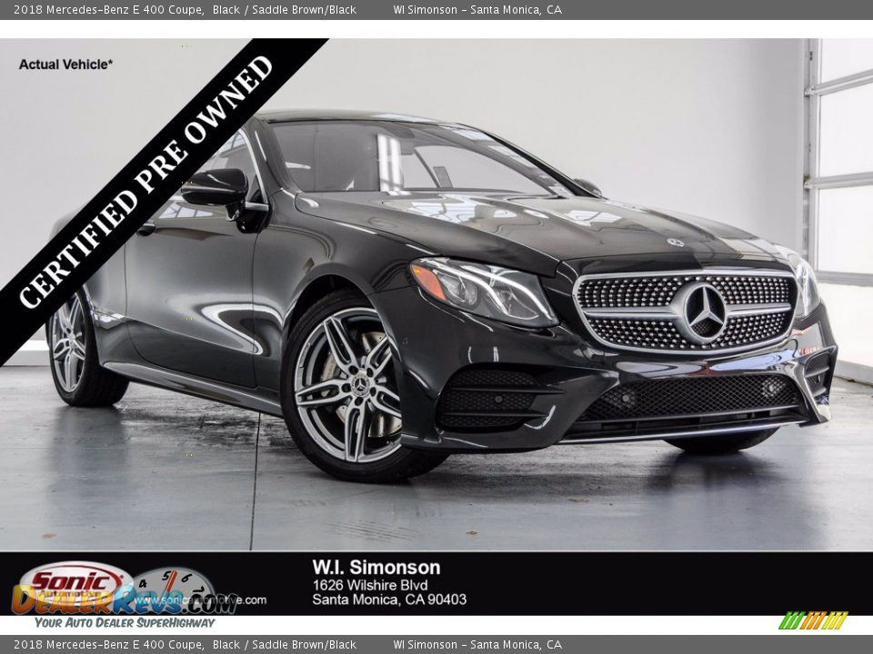 2018 Mercedes-Benz E 400 Coupe Black / Saddle Brown/Black Photo #1