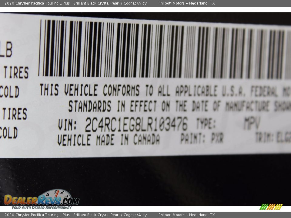 2020 Chrysler Pacifica Touring L Plus Brilliant Black Crystal Pearl / Cognac/Alloy Photo #32