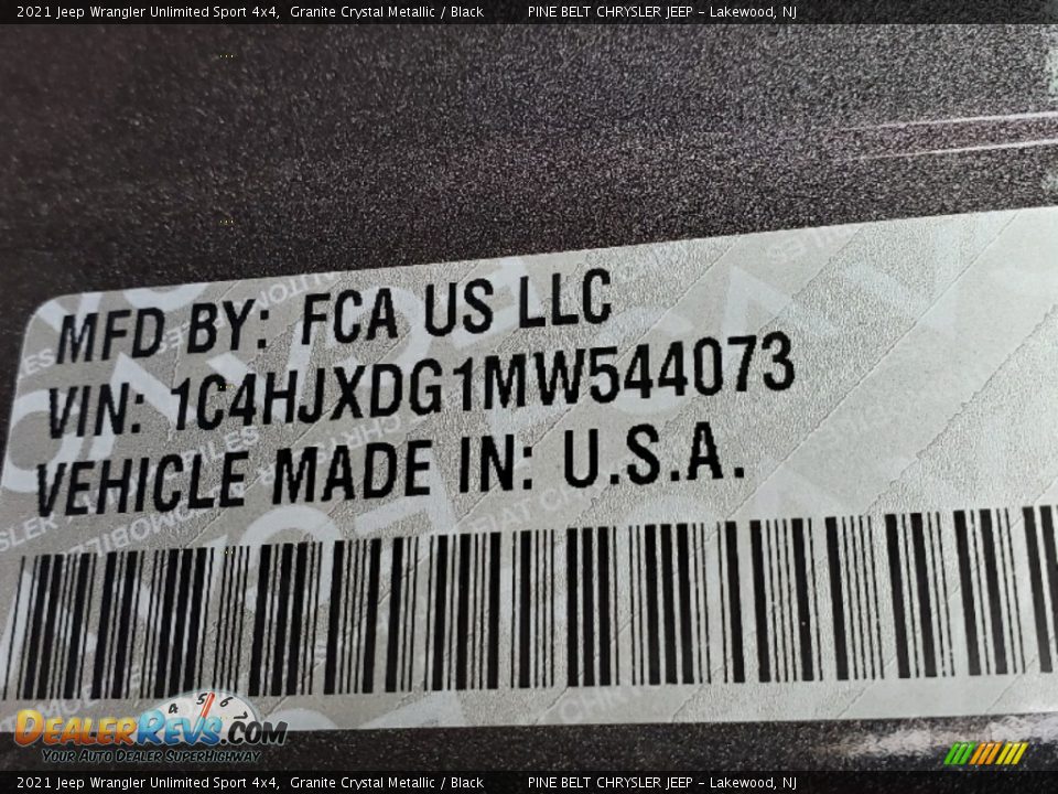 2021 Jeep Wrangler Unlimited Sport 4x4 Granite Crystal Metallic / Black Photo #13