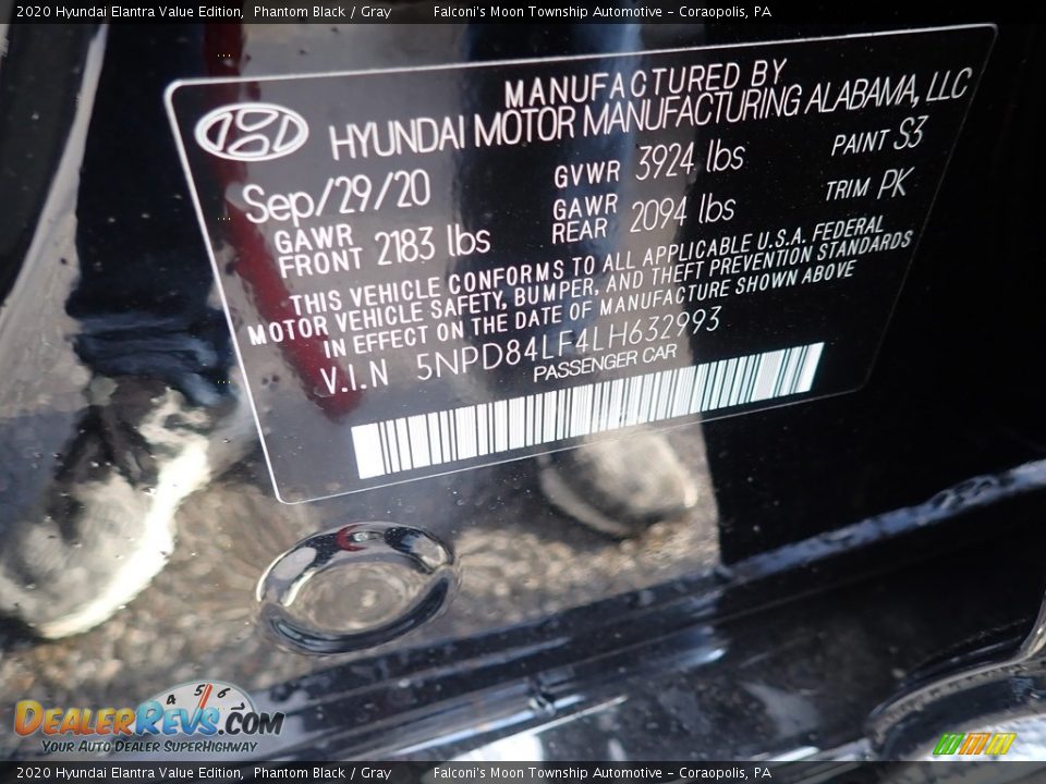 2020 Hyundai Elantra Value Edition Phantom Black / Gray Photo #12