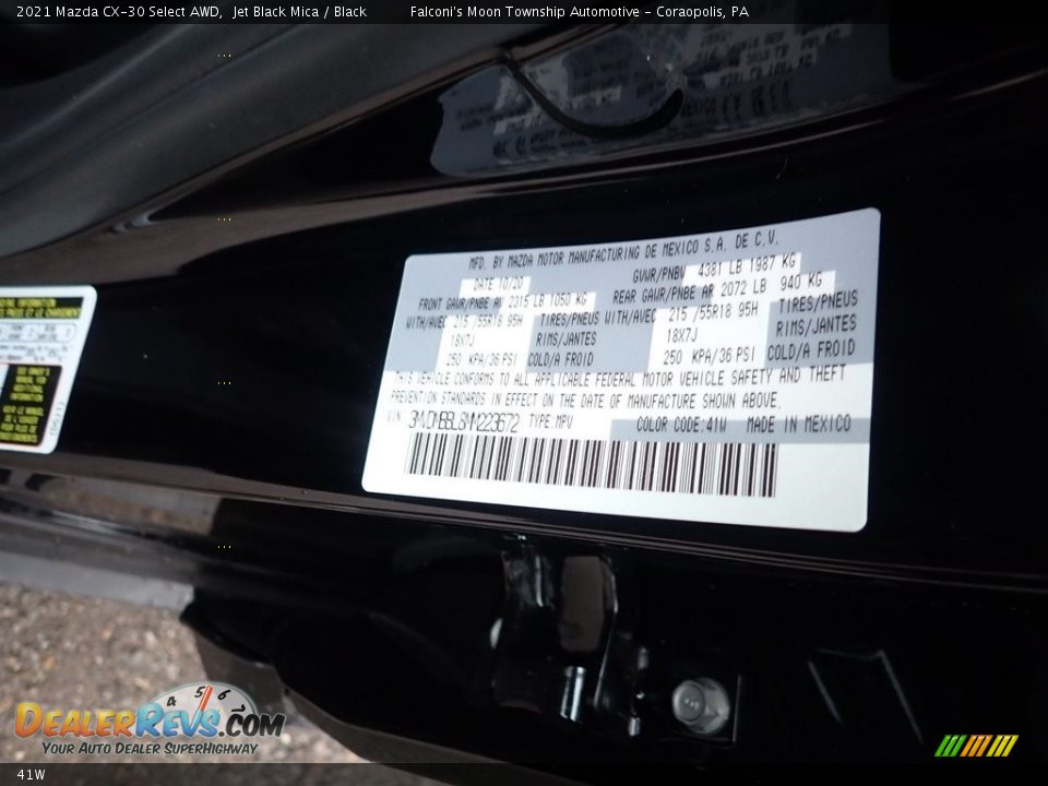 Mazda Color Code 41W Jet Black Mica
