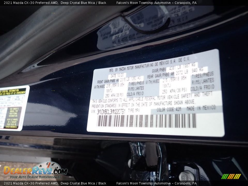 2021 Mazda CX-30 Preferred AWD Deep Crystal Blue Mica / Black Photo #11