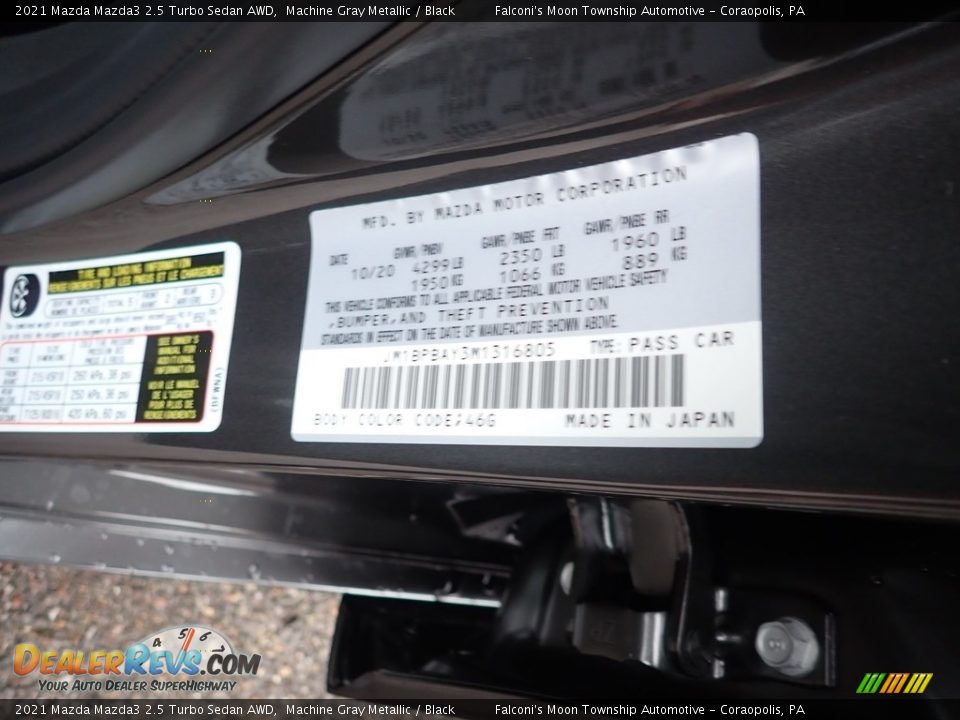 2021 Mazda Mazda3 2.5 Turbo Sedan AWD Machine Gray Metallic / Black Photo #11