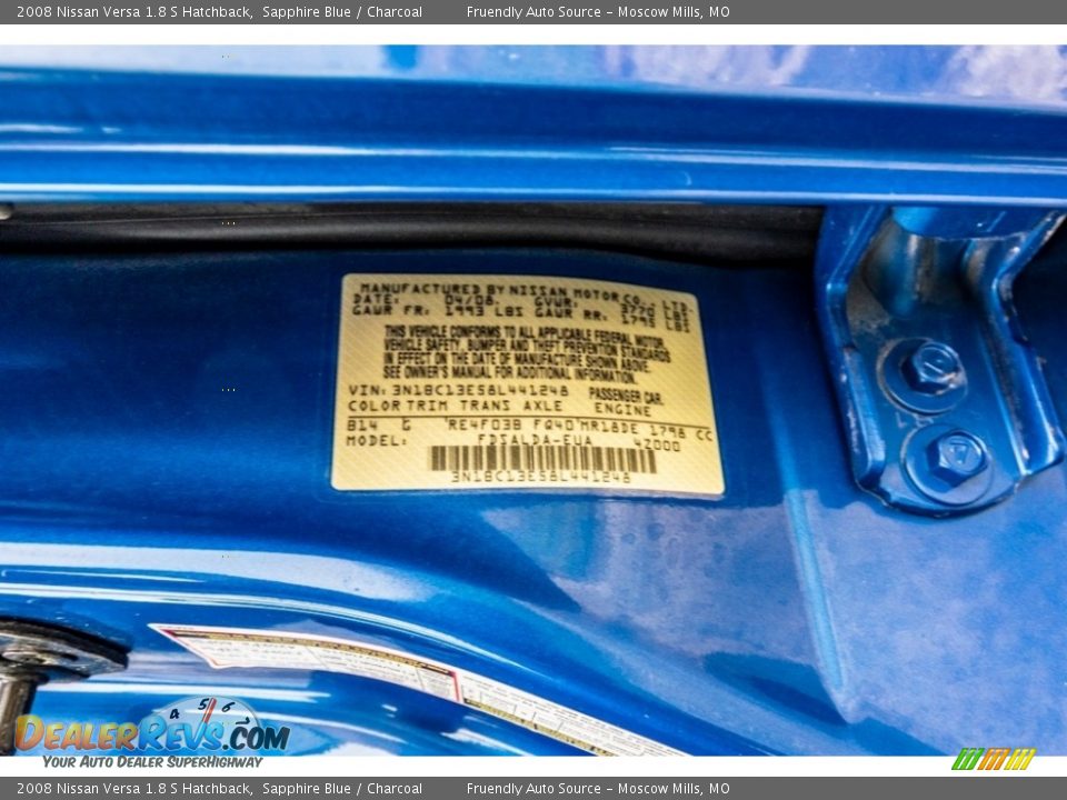 2008 Nissan Versa 1.8 S Hatchback Sapphire Blue / Charcoal Photo #36