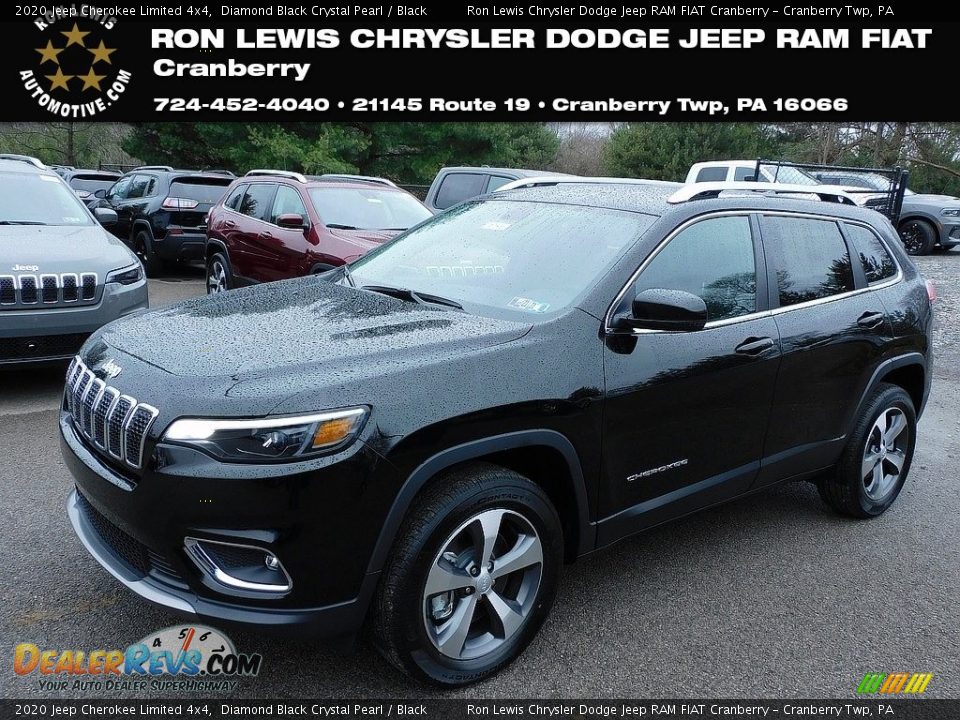 2020 Jeep Cherokee Limited 4x4 Diamond Black Crystal Pearl / Black Photo #1