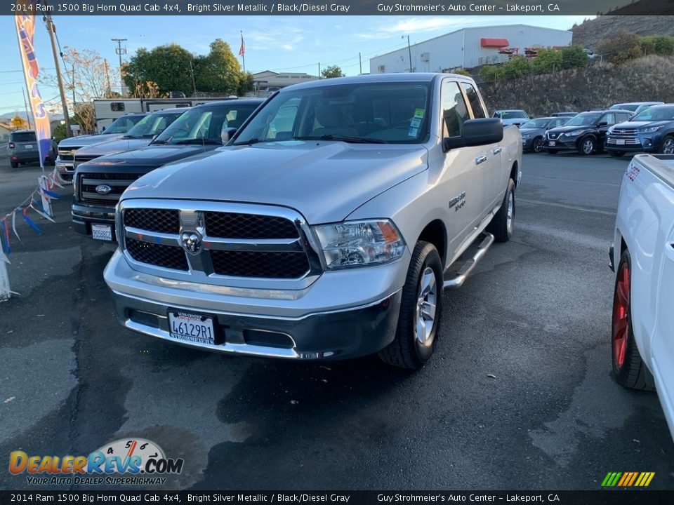 2014 Ram 1500 Big Horn Quad Cab 4x4 Bright Silver Metallic / Black/Diesel Gray Photo #2